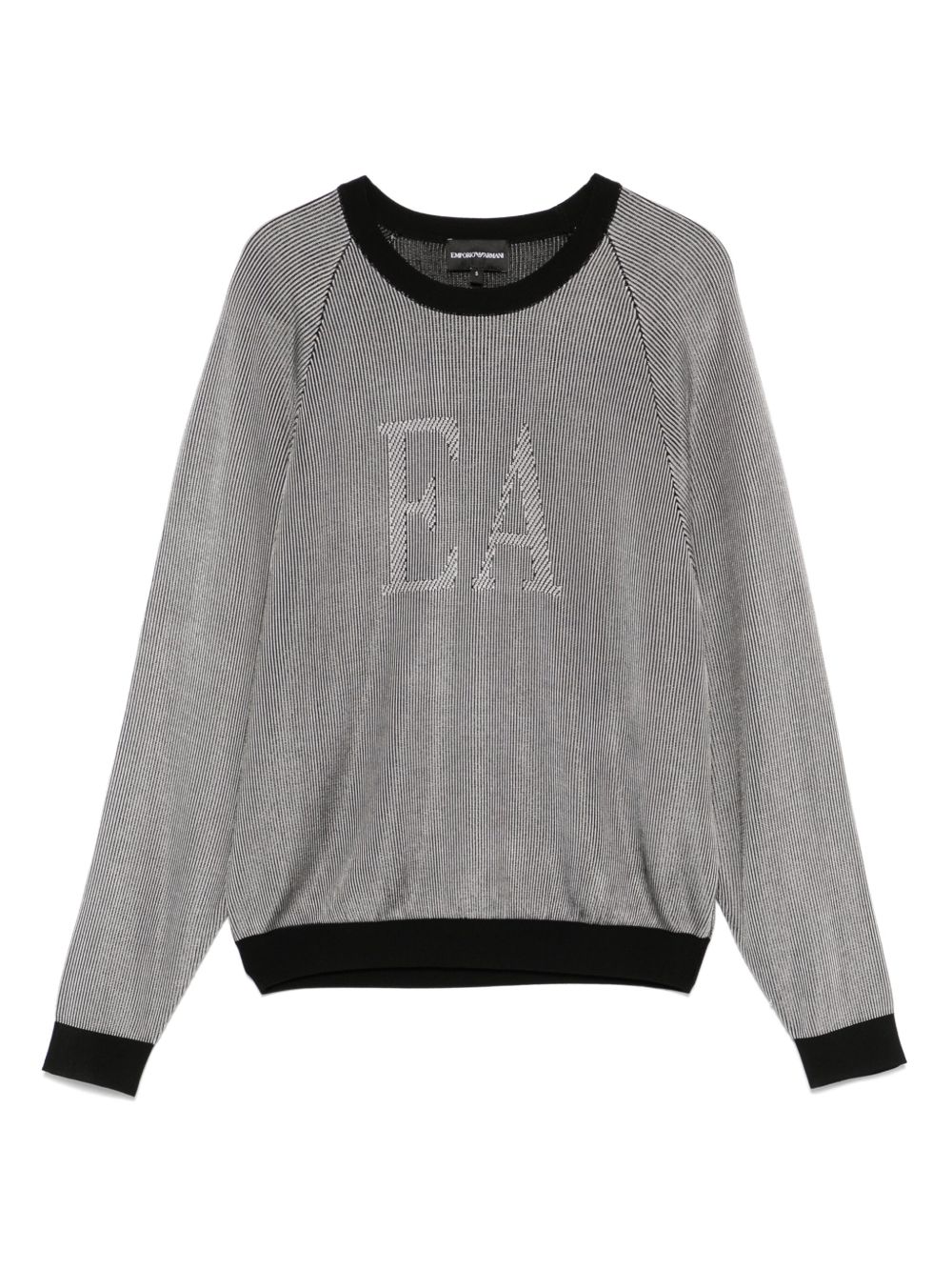 Emporio Armani Intarsia Knit Logo Sweater Grey