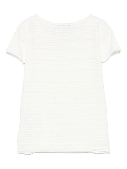 Emporio Armani Ribbed Crew Neck Striped T-Shirt White