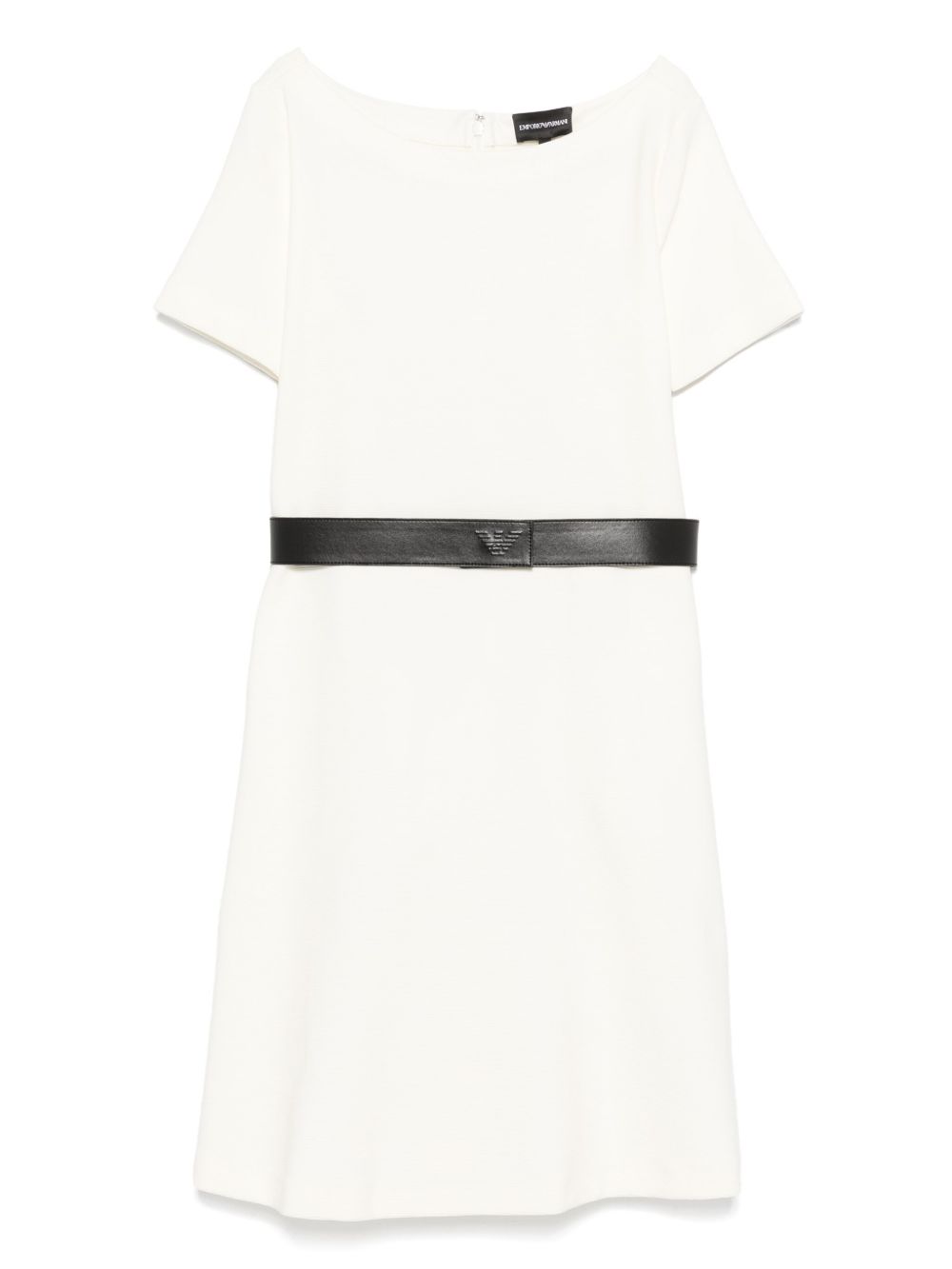 Emporio Armani Ottoman-Jersey Belted Dress White