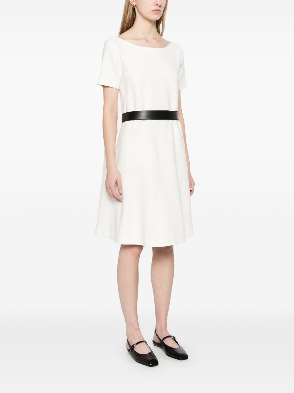 Emporio Armani Ottoman-Jersey Belted Dress White