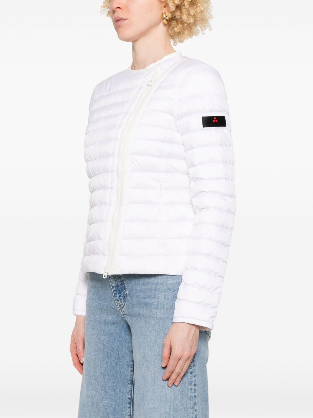 Peuterey White Down Nylon Short Jacket with Logo Patch White