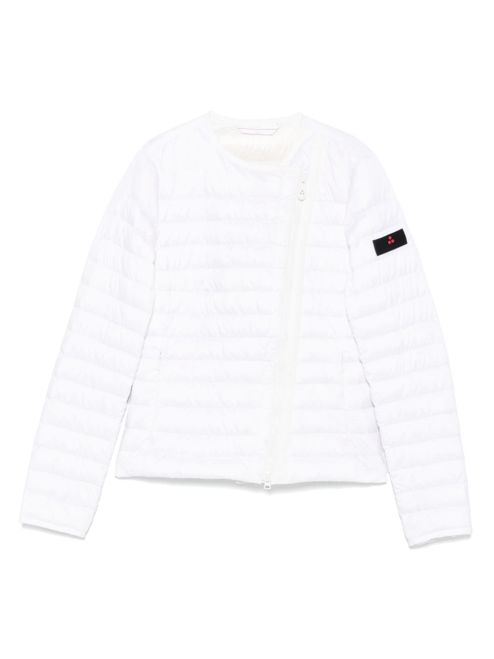 Peuterey White Down Nylon Short Jacket with Logo Patch White