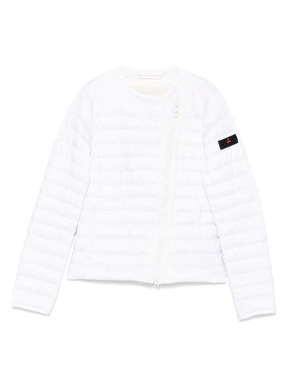 Peuterey White Down Nylon Short Jacket with Logo Patch White