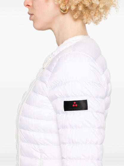 Peuterey White Down Nylon Short Jacket with Logo Patch White