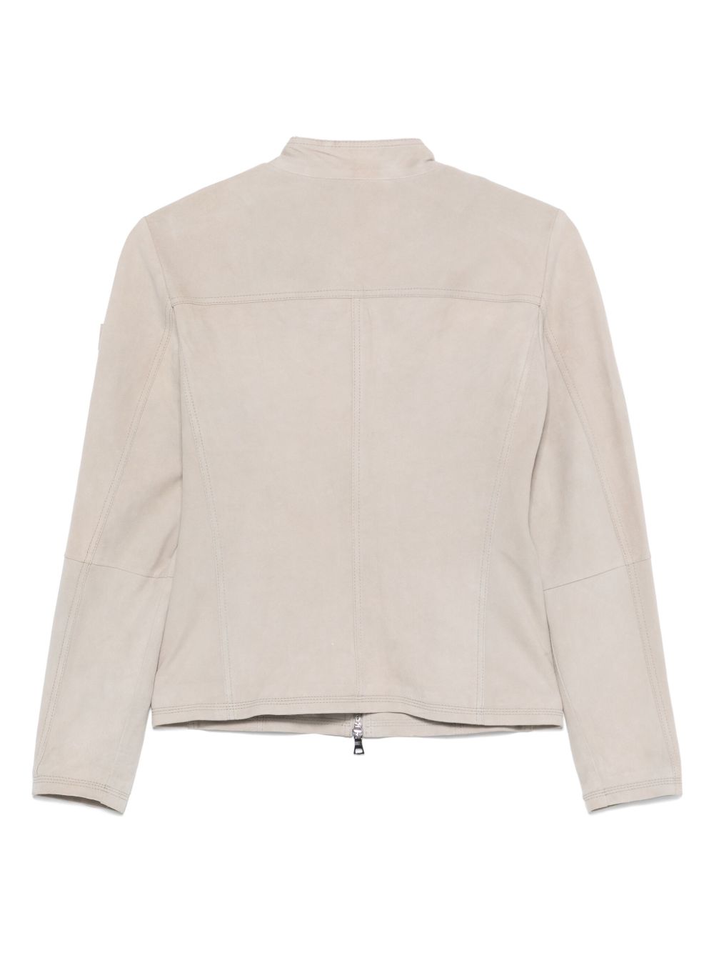 Peuterey Lambskin Suede Leather Jacket Light Grey