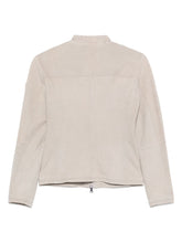 Peuterey Lambskin Suede Leather Jacket Light Grey