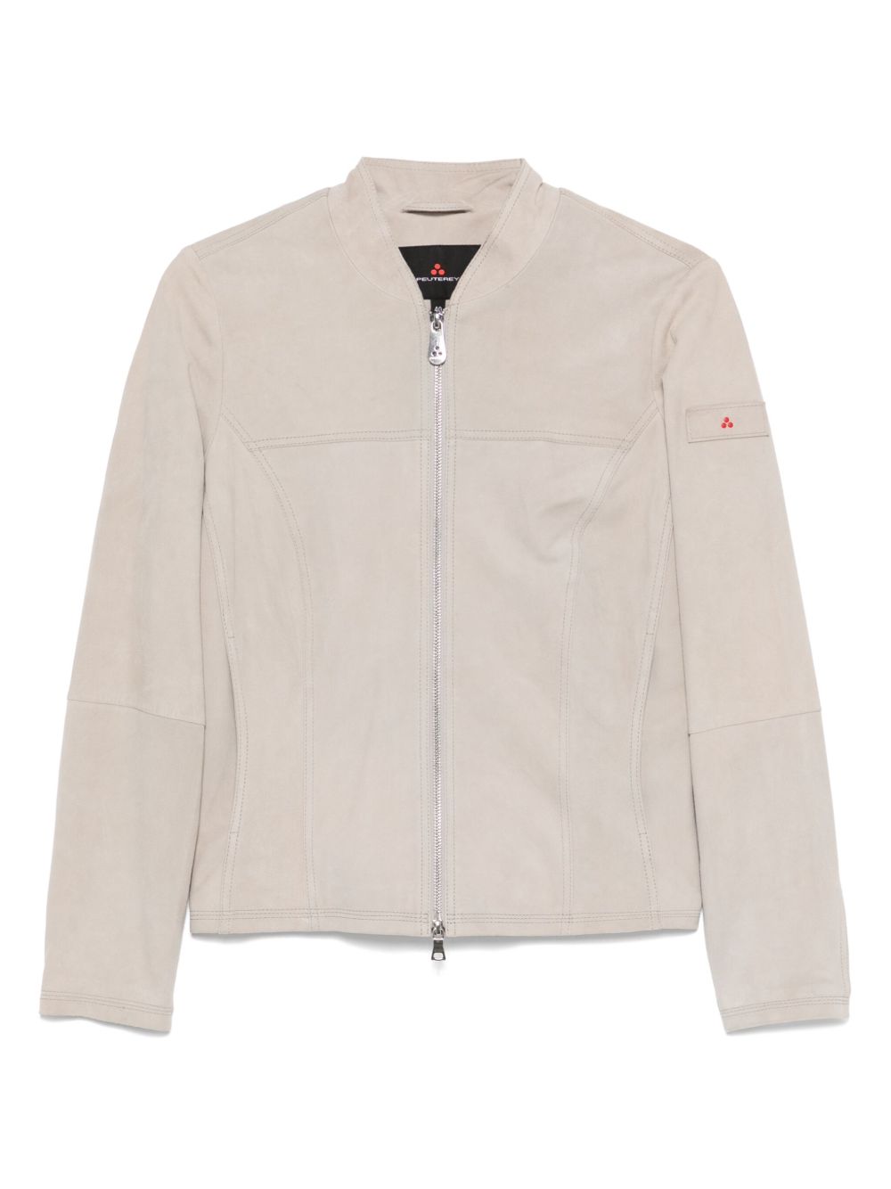 Peuterey Lambskin Suede Leather Jacket Light Grey