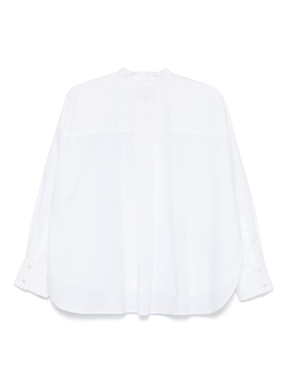 Emporio Armani White Cotton Concealed-Button Box-Pleat Shirt White