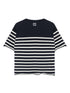 Semicouture Striped Cotton Sweater with Embroidered Logo Blue Blue