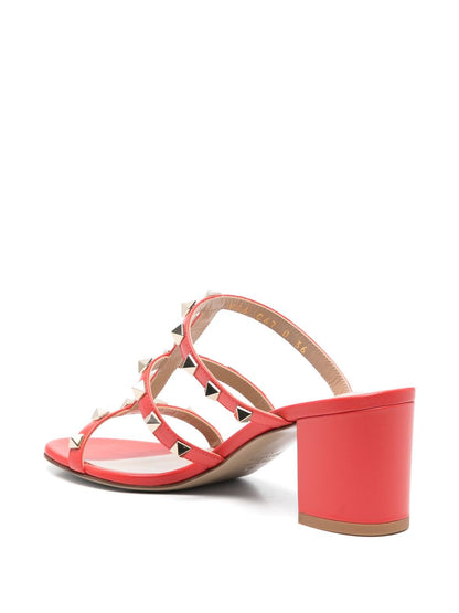 Valentino Garavani 60mm Rockstud Leather Sandals in Burnt Orange Orange