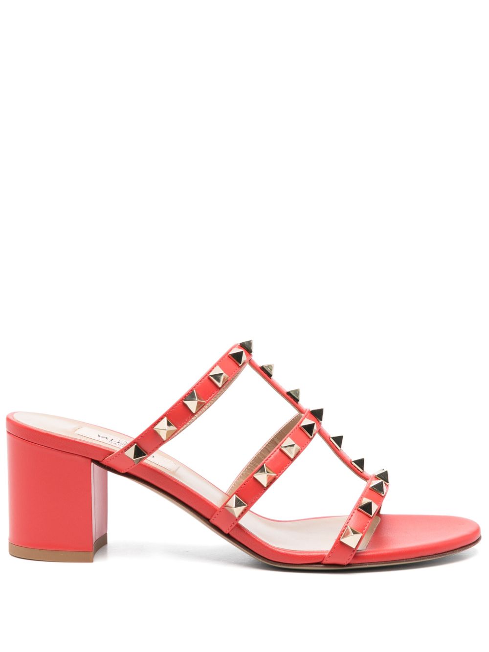 Valentino Garavani 60mm Rockstud Leather Sandals in Burnt Orange Orange