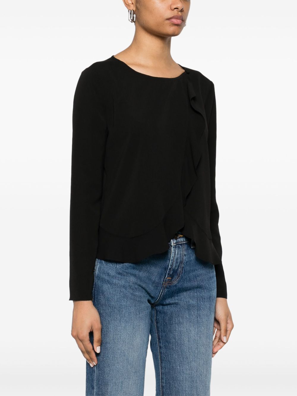 Emporio Armani Wrap Jacket With Ruffle Black