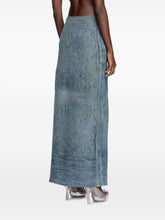 Diesel Distressed High-Rise Ocean Blue Denim Midi Skirt Clear Blue