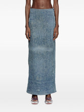 Diesel Distressed High-Rise Ocean Blue Denim Midi Skirt Clear Blue