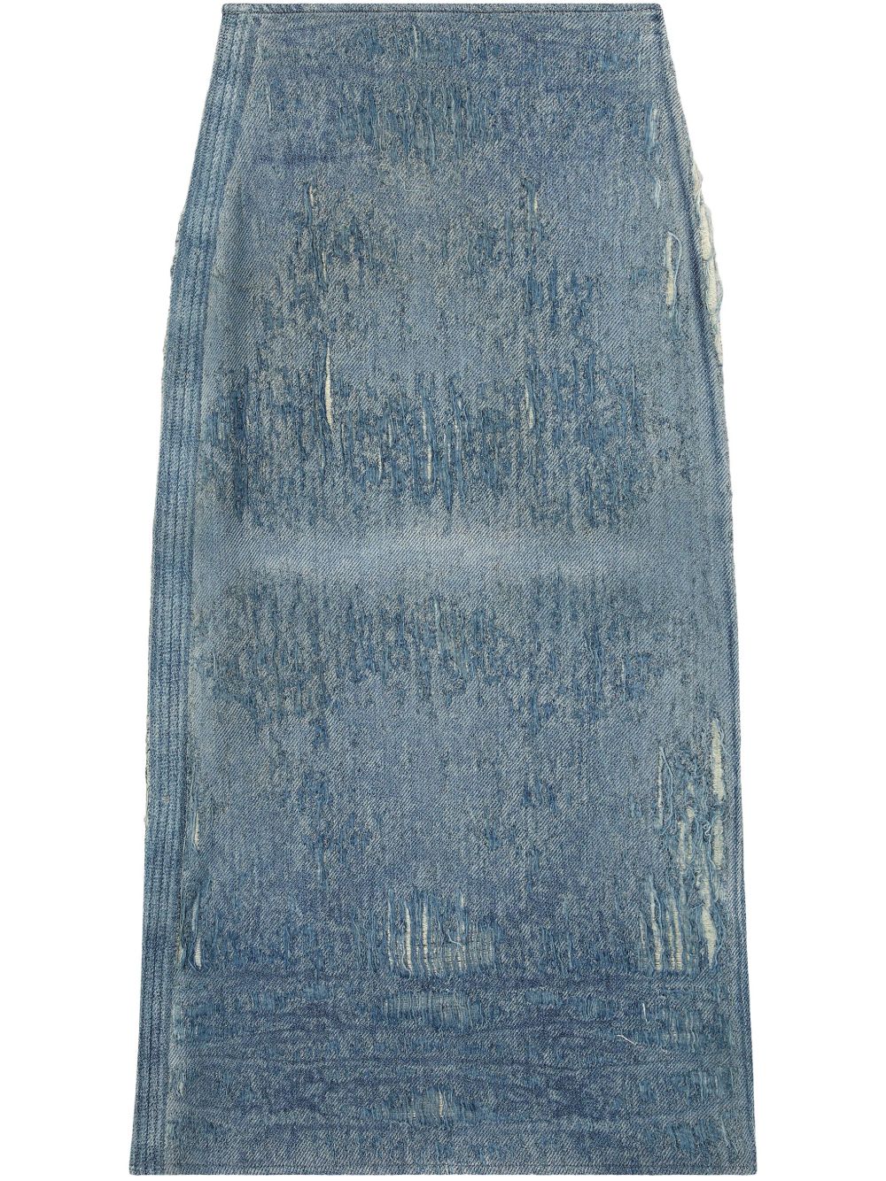 Diesel Distressed High-Rise Ocean Blue Denim Midi Skirt Clear Blue