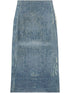 Diesel Distressed High-Rise Ocean Blue Denim Midi Skirt Clear Blue