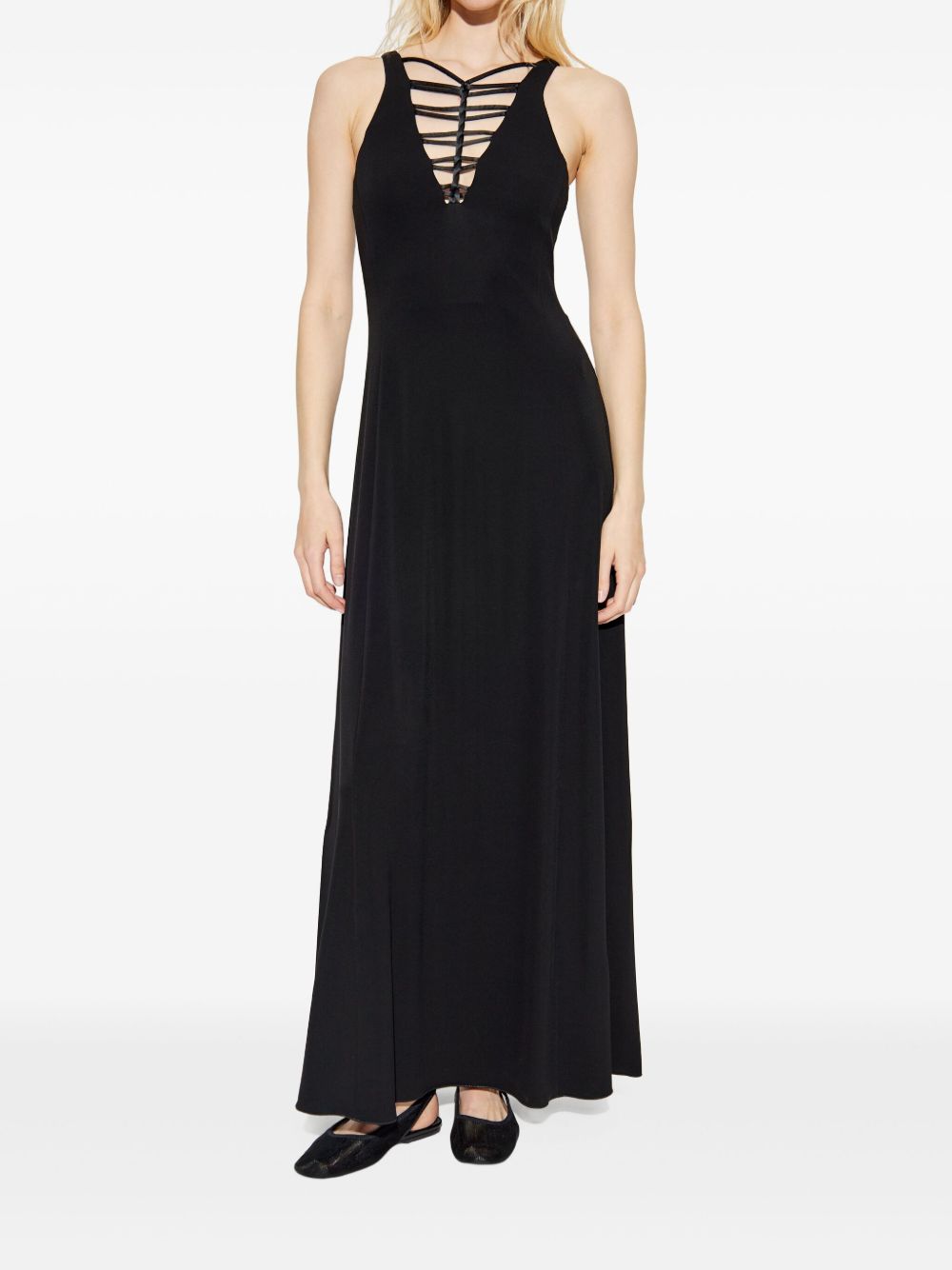 Emporio Armani V-Neck MAxi Dresses Black