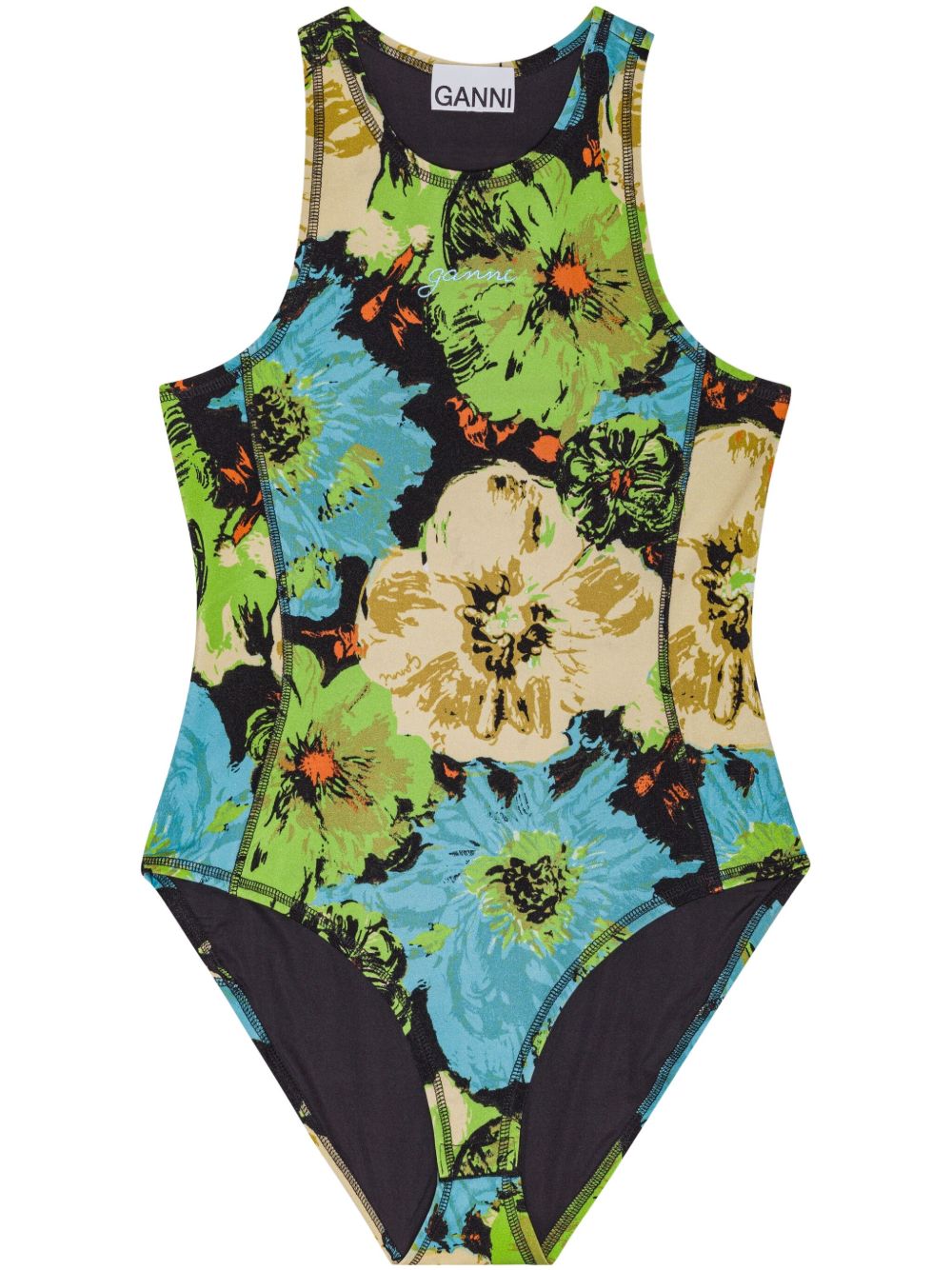 GANNI Floral Print Bodysuit MultiColour