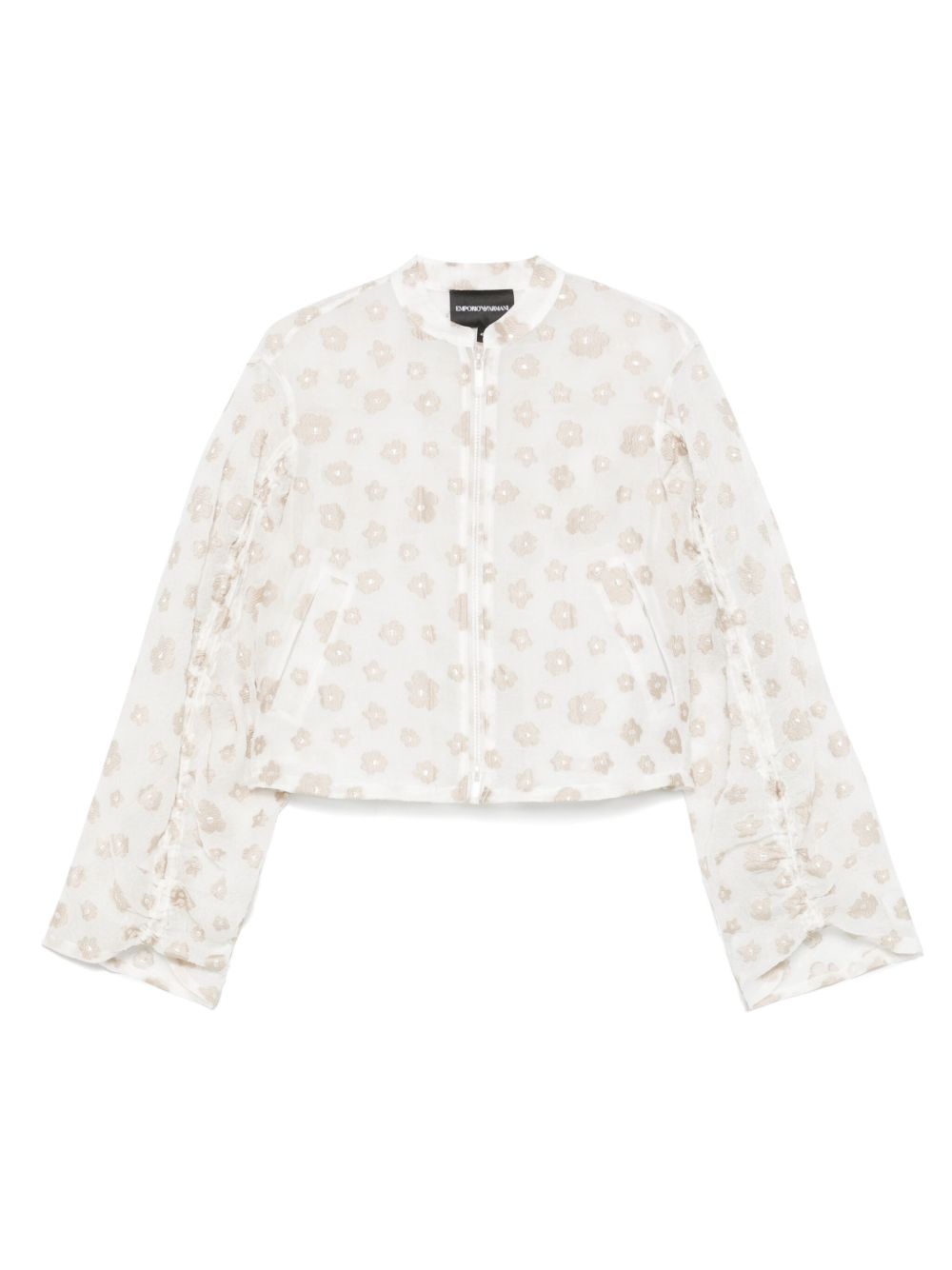 Emporio Armani Fil Coupé Floral-Motif Blouson Shirt White