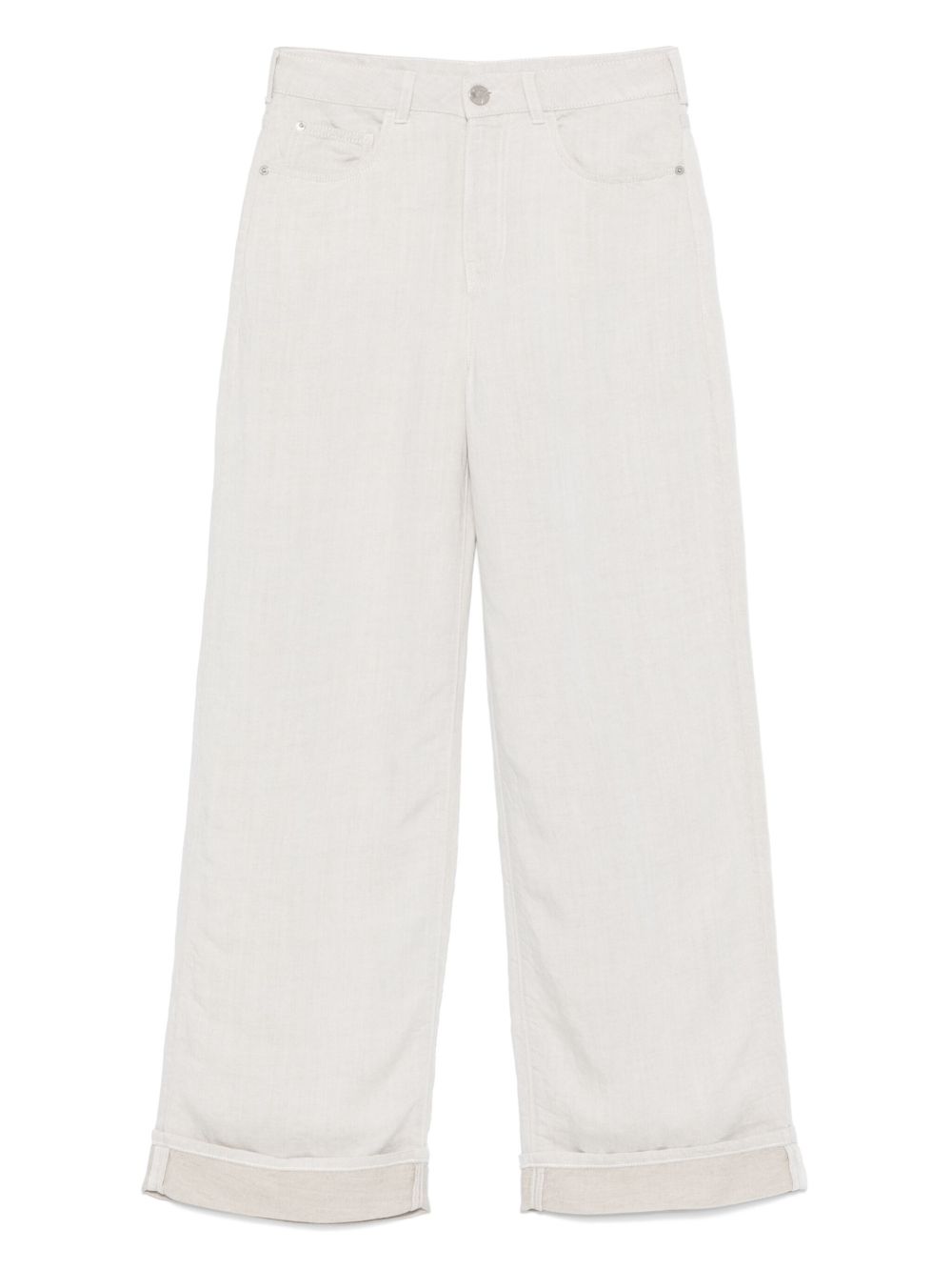 Emporio Armani Linen Blend Wide-Leg Jeans Light Grey