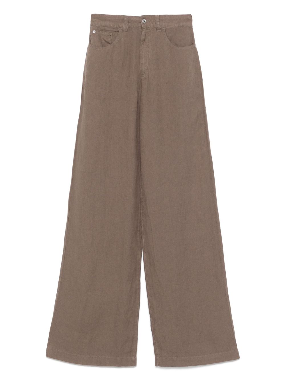 Emporio Armani Linen Blend Wide-Leg Jeans Brown
