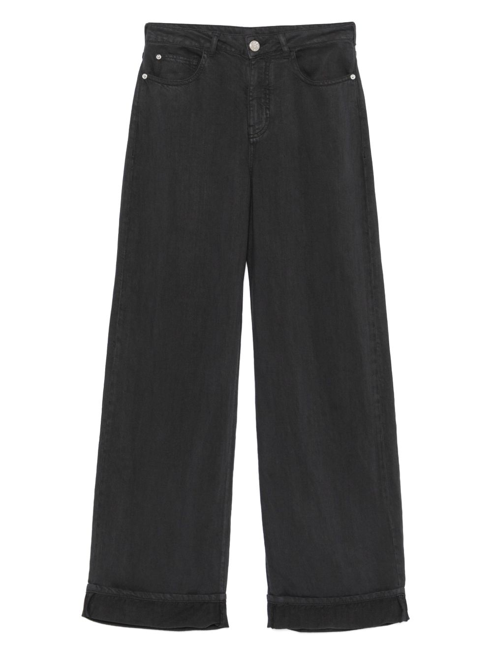 Emporio Armani Linen Blend Wide-Leg Jeans Grey