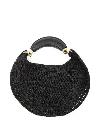 Chloé Summer Banana Raffia Hobo Bag Black