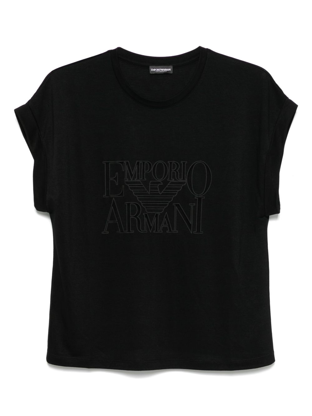 Emporio Armani Logo-Embroidered Crewneck Black T-Shirt Black
