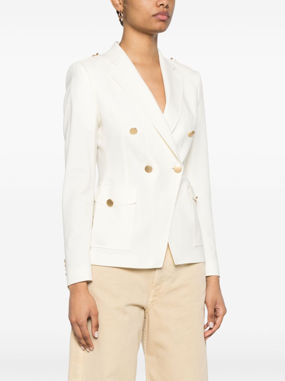Tagliatore Double-Breasted Wool-Blend Blazer in White White