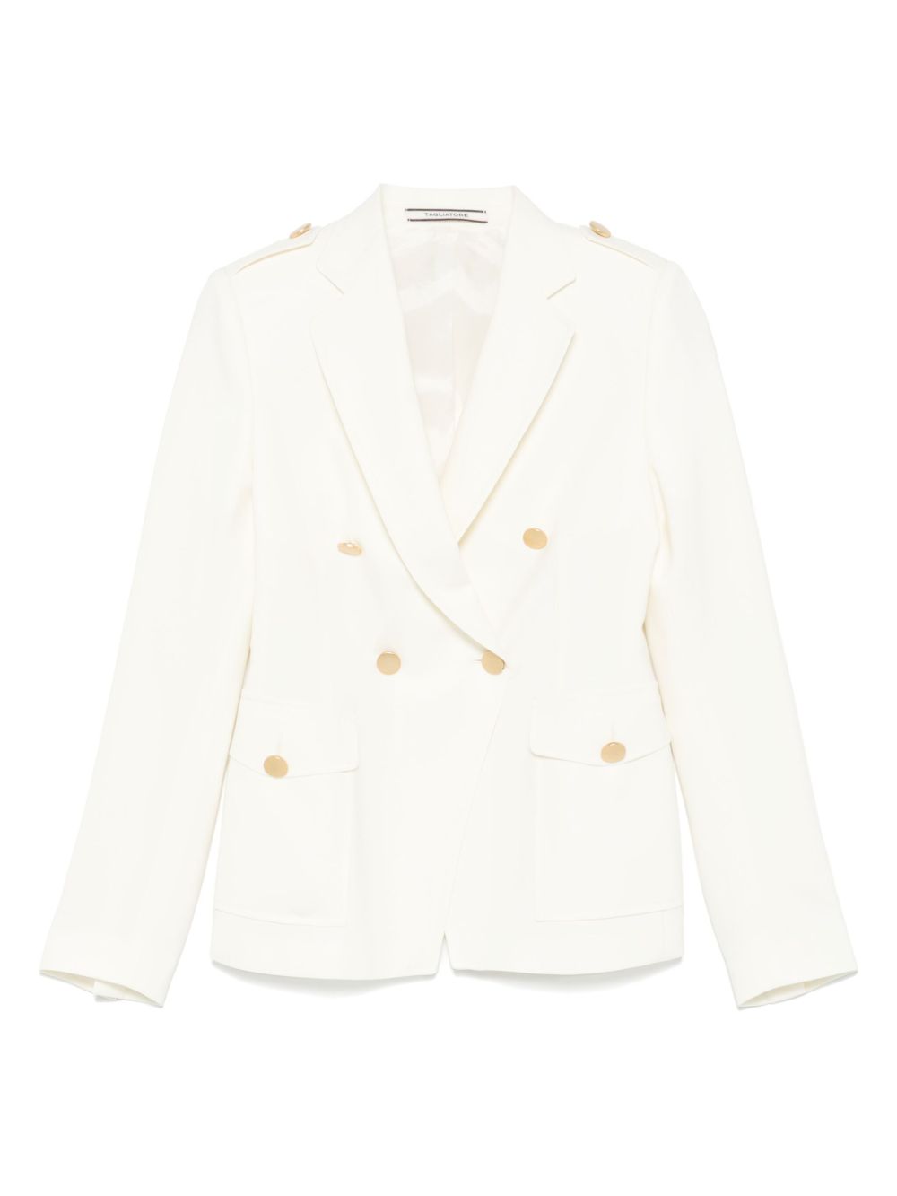Tagliatore Double-Breasted Wool-Blend Blazer in White White
