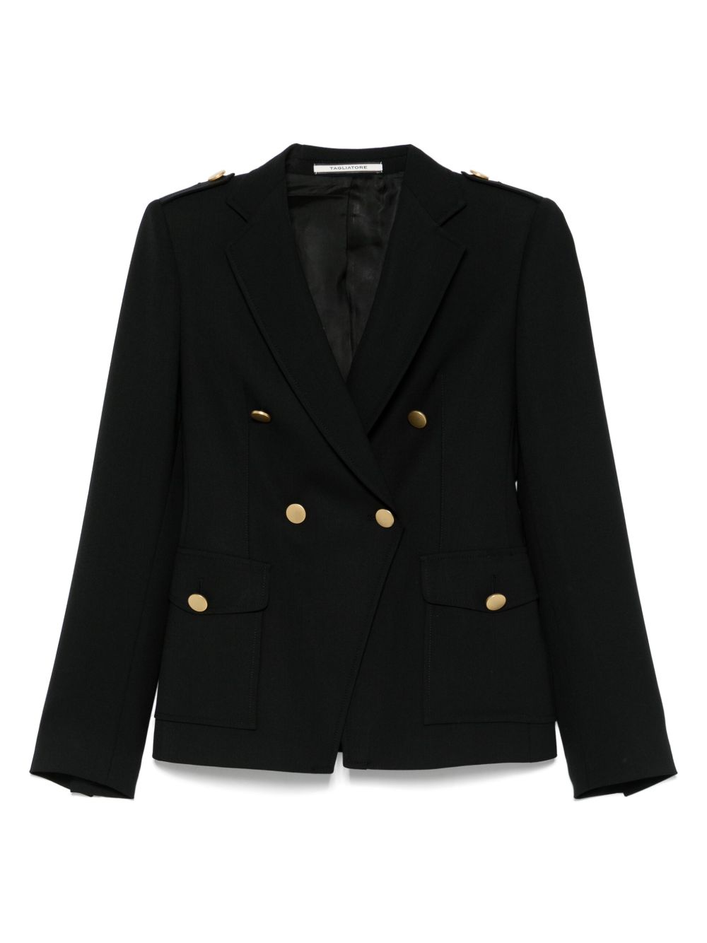 Tagliatore Double-Breasted Wool-Blend Blazer Black