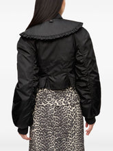 GANNI Ruffle-Collar Bomber Jacket Black