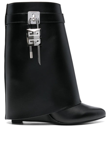 Givenchy Shark Lock Leather Ankle Boots Black