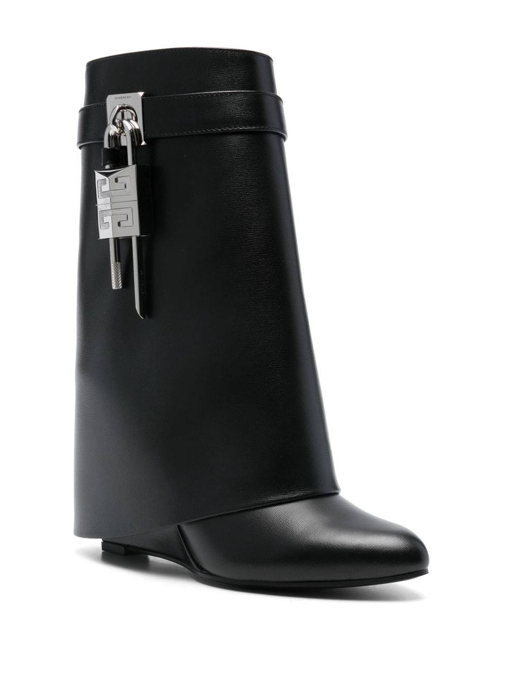Givenchy Shark Lock Leather Ankle Boots Black