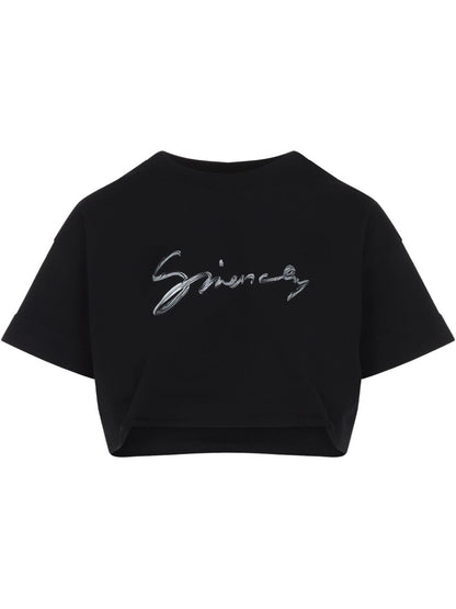 Givenchy Logo Cotton Cropped T-shirts Black