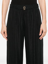 Emporio Armani Wide-Leg Lamé Trousers Black Black