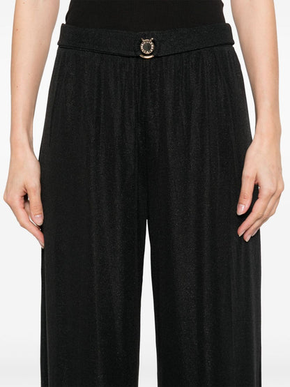 Emporio Armani Wide-Leg Lamé Trousers Black Black