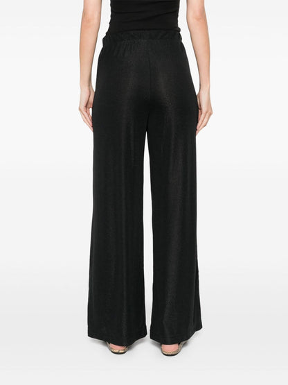 Emporio Armani Wide-Leg Lamé Trousers Black Black