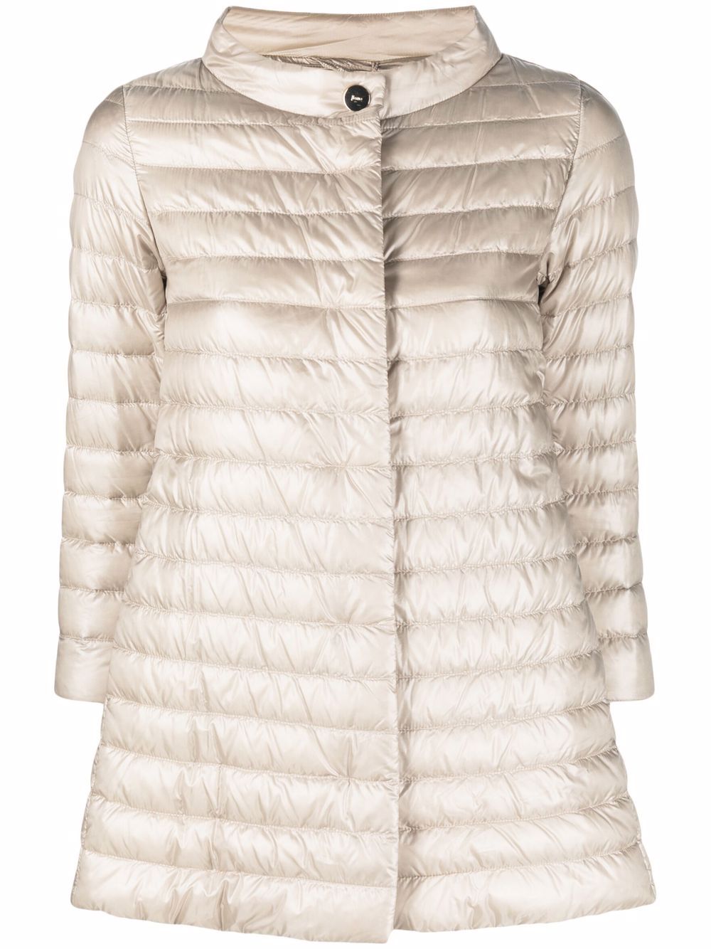 HERNO Goose Down Padded Midi Nylon Jacket Beige