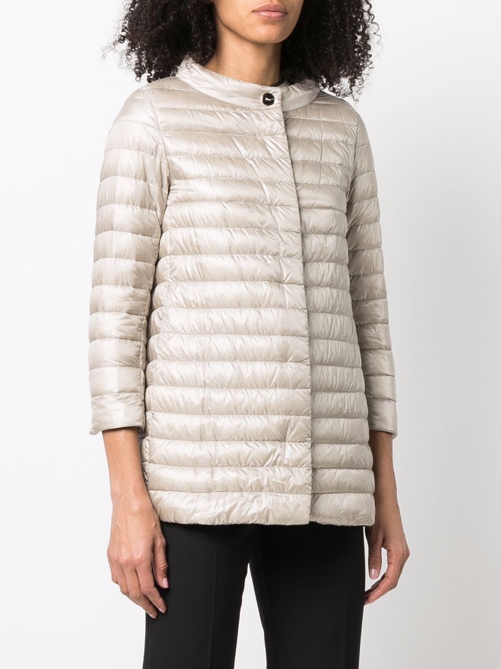 HERNO Goose Down Padded Midi Nylon Jacket Beige