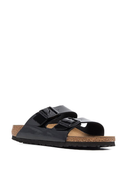 Birkenstock Arizona Patent-Effect Double-Strap Sandals Black black