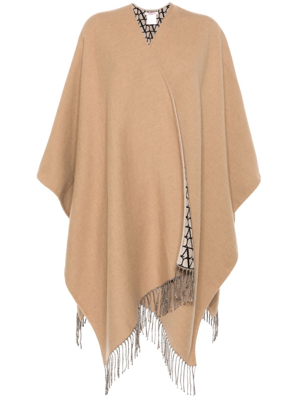 Valentino Iconographe Jacquard Wool Poncho Cape Camel camel