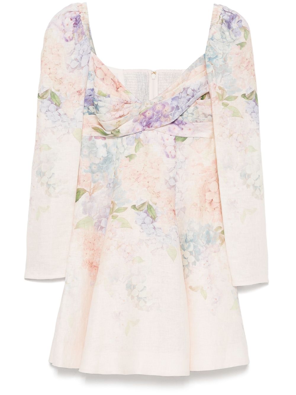 Zimmermann Dawning Linen Floral Printed Mini Dress White