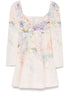 Zimmermann Dawning Linen Floral Printed Mini Dress White