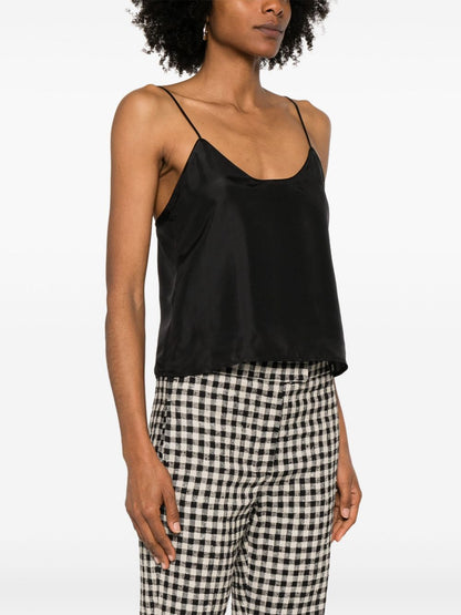 Forte Forte Cropped Silk Tank Top Black