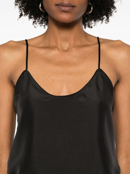 Forte Forte Cropped Silk Tank Top Black