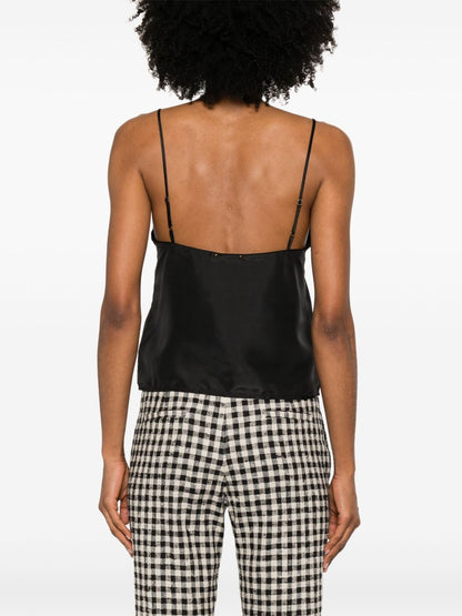 Forte Forte Cropped Silk Tank Top Black