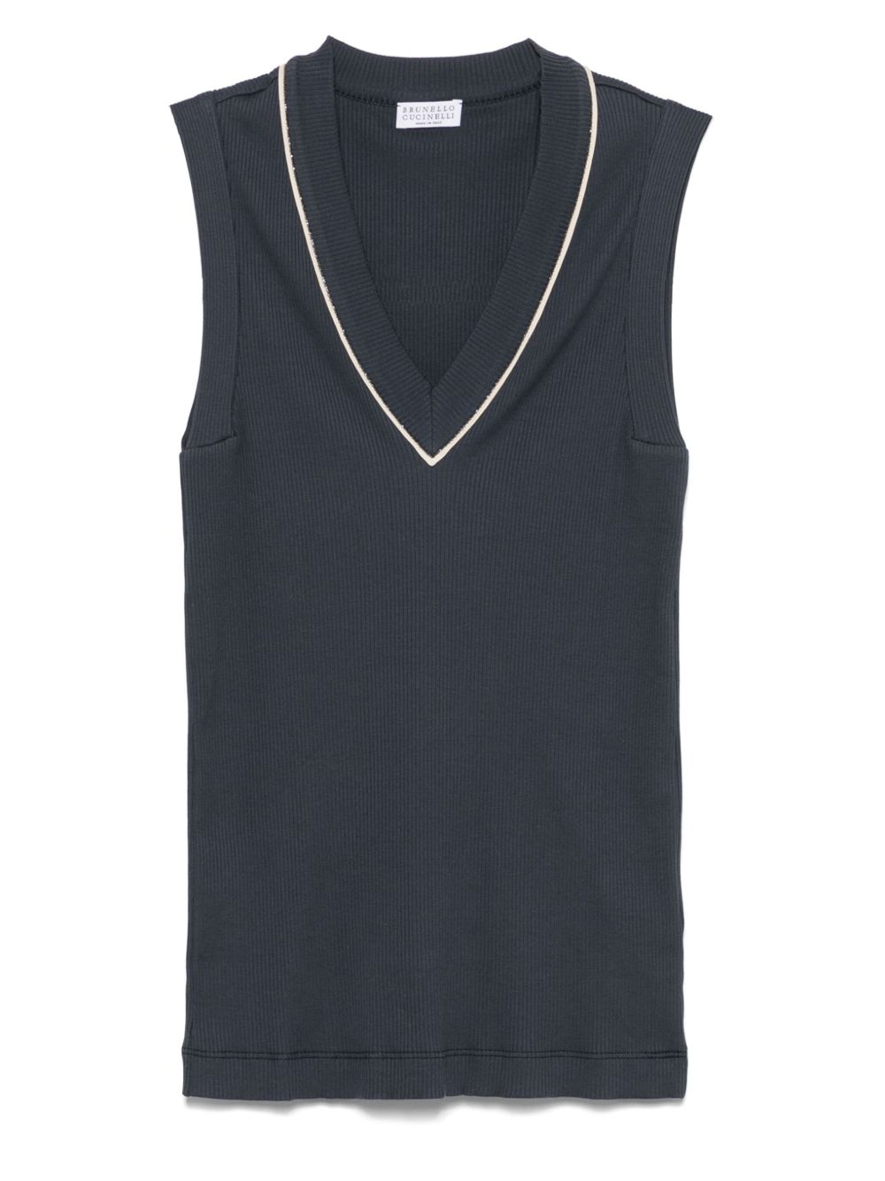 Brunello Cucinelli Cotton V-Necked Tank Top Blue