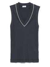 Brunello Cucinelli Cotton V-Necked Tank Top Blue