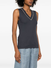 Brunello Cucinelli Cotton V-Necked Tank Top Blue